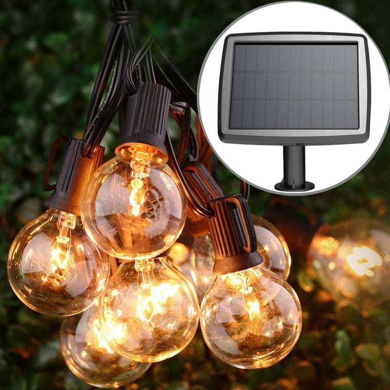 PERFECTDAY Solar String Lights, Shatterproof LED Solar String Light Outdoor G40 Umbrella Lights with 25 Bulbs - 27 Ft Patio Waterproof Lights - Image 1